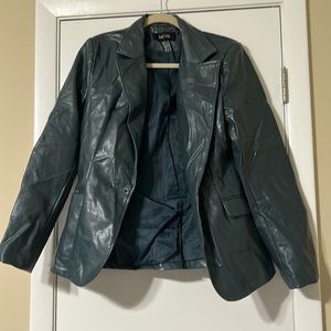 Green Faux Leather Blazer